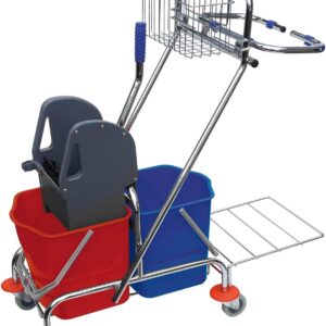 Doppelfahreimer Reinigungswagen Profi Putzwagen mit Doppelbacken-Mopp-Presse
