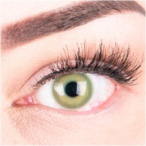 Sehr stark deckende und natürliche grüne Kontaktlinsen SILIKON COMFORT NEUHEIT farbig „Alice Green“ + Behälter von GLAMLENS – 1 Paar (2 Stück) – DIA 14.50 – ohne Stärke 0.00 Dioptrien