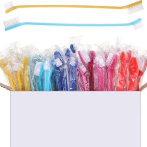 Nuenen 150 Stück Hundezahnbürste Bulk Dual Headed Dental Hygiene Weiche Zahnbürste Bequem Langer Griff Hund Zahnbürste Welpen Zahnbürste Einzeln Verpackt für Reinigung Kleine bis Große Hunde Katzen