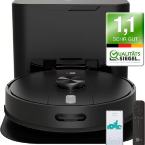 aeco VacuBot X5 PLUS Saug/Wischroboter & Absaugstation 5000Pa Saugkraft/LDS Navigation/120m²Saug- & 100m²Wischbereich/160min Akkulaufzeit/18mm Hindernisüberwindung/Infrarot Fernbedienung/App-Steuerung