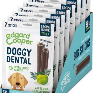 Edgard & Cooper Snacks 56 Dental Stick für große Hunde Natural 8×7 Kausticks Zahnpflege Eukalyptus & Apfel, Einmal täglich, Kalorienarm, Langes Kauen Effektiv, Frischer Atem