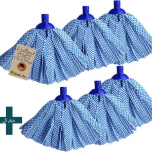 6 x Ersatzkopf für Leifheit Classic Mopp für Alle Flecken Entfernen Boden (Polyester-Viskose)