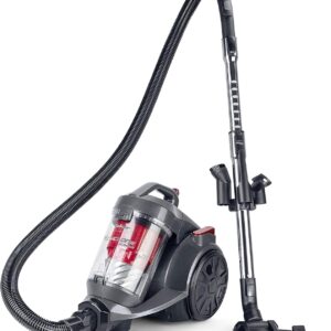 Fakir BL 240 Trend Staubsauger beutellos 700 W, Staubsauger ohne Beutel, Zylinderform, kabelgebunden, Zyklonen-Saugsystem mit HEPA-Filter, Edelstahl Teleskoprohr & 9m Aktionsradius, Anthrazit/Rot