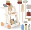 Mamabrum 3-in-1 Holz-Putzwagen für Kinder 3+ – Lauflernwagen, Reinigungsset und Rollenspielzeug, Pädagogisches Spielzeug, Fördert kreatives Spiel