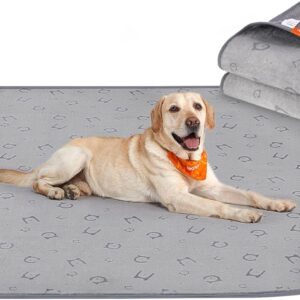 Feandrea Hundedecke, 2er Set, Wiederverwendbare Hundematte, 183 x 183 cm, XXL, wasserdicht, auslaufsicher, rutschfest, saugfähig für Hunde, Katzen, Kaninchen, Taubengrau PTD005G01