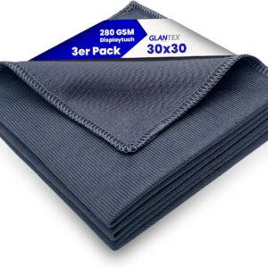 GLANTEX 3X Premium Mikrofasertuch Optikerqualität 30x30cm zur Reinigung von Brille, Tablet, Handy, Display, Kamera | Brillenputztücher, Displaytuch, Reinigungstücher | Microfasertücher