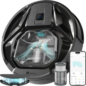 LEFANT M320 Saugroboter mit Wischfunktion 3 in 1, 6.000Pa Staubsauger Roboter mit Präzise-Entfernungs-Navigation, Sichtbar 800ML Staubbehälter, 240Mins, WLAN/App, Ideal für Tierhaare, Teppiche