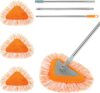 360° Drehbarer Wischmopp mit 3 Austauschbaren Moppköpfen & abnehmbaren Stangen, Mikrofaser Bodenwischer Dreieck Nass Trocken Wischmob Für Bad Küche Boden, saugfähig Waschbar Reinigungsmopps Set