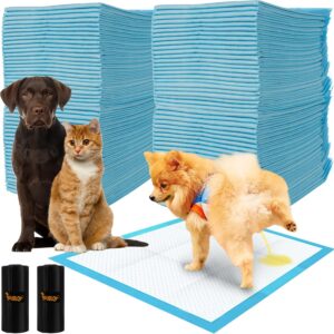 Purlov Trainingsunterlagen für Hunde 60 x 60 cm 100 Stück + 2 Beutel Inkontinenz Bettunterlage für Tiere – Hundezubehör und Welpen – Hundeklo für Zuhause 21600