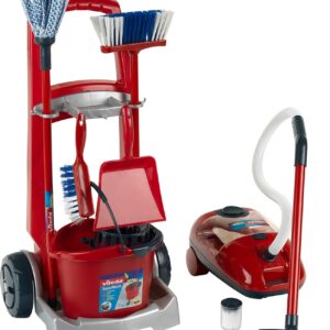 Theo Klein 6742 Vileda Besenwagen – Inklusive Putz-Zubehör – Batteriebetriebener Staubsauger mit Saug- und Soundfunktion – Spielzeug für Kinder ab 3 Jahren, 29 x 24 x 60 cm