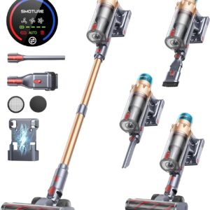 Akku Staubsauger 45000Pa/550W/60Mins, Staubsauger Kabellos Selbststehender und Selbstladender, 4-in-1 Kabelloser Staubsauger mit Automatikmodus & Anti-Verhedderung für Tierhaare, Teppich, Hartboden