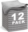 WEAWE® Mikrofasertücher – Serie 2100 (33x33cm) Superweiches, Hochsaugfähiges putztücher Lappen küche, wiederverwendbar, fusselfrei, waschmaschinenfest Microfasertücher Grau (12 Stück)