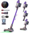 SMOTURE Akku Staubsauger, 550W 45KPA 60 Min. Laufzeit Selbststehender Staubsauger für Zuhause, Staubsauger Kabellos mit Wandmontierte Ladestation,Automatikmodus,Abnehmbare Akku,Touchscreen