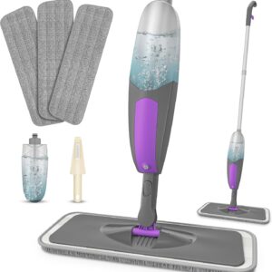 Wischer mit Sprühfunktion – HOMSIER Spray Mop Bodenwischer Sprühwischer für Schnelle Reinigung mit 550ML Wassertank und 3 Mikrofaserbezug, Wischmopp für Laminat Fliesen Holzböden Parkett Marmor Boden