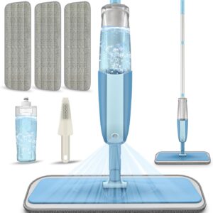 Wischer mit Sprühfunktion, MEXERRIS Sprühwischer Bodenwischer mit Wassertank 360 Grad Rotierender Wischmopp Spray Mop Wischer Boden mit 3 Waschbaren Mikrofaser Pads für alle Böden
