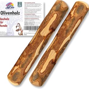 Alp Chew Olivenholz für Hunde Kauholz L Große 2 Stück Kauspielzeug für Hund Large Kauknocnen
