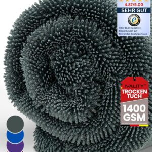 Ivality® Auto Trockentuch XXL 80×50 cm Ultra Saugstarke 1400 GSM Motorrad Twisted Towel mikrofasertuch – fusselfreie & Lack-schonende microfasertuch autopflege – & Auto Pflege