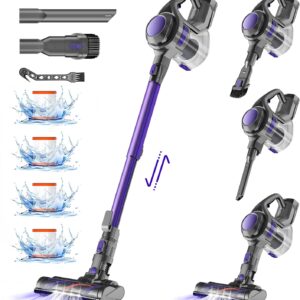 Authmic Akku Staubsauger, Staubsauger Kabellos,40000Pa/50 Min/450W,Kabelloser Staubsauger mit 1,6 Staubbehälter,4 HEPA Filtern,Anti Tangle Bürste,Akkusauger Staubsauger für Teppich,Hartboden,Tierhaare