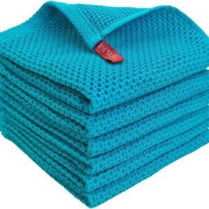 Ultraweiches und kratzfreies Waffeltuch Küchentücher zur Reinigung, saugfähige Reinigungstücher (blau)