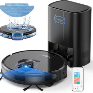 Laresar Clean Saugroboter mit Wischfunktion, Saugroboter mit Absaugstation L6 Nex, LiDAR Navigation, 3L Staubsauger bis zu 180Min, 3-in-1 Kehren, Wischen und Staubsaugen, Ideal für Tierhaare