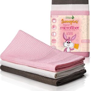 Swoopies 3er Set Mikrofasertücher für streifenfreies Reinigen – Magische Putztücher für Fenster, Küche und Auto – Premium Allzwecktücher 40×40 cm ohne Putzmittel – Rosa