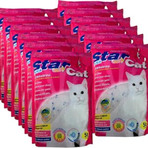 Star Cat Silikat Hygiene Katzenstreu vom PowerCat Hersteller 12x 5L (60L) mit Magic Power Clean Crystals absorbiert Urin in Sekundenschnelle und wirkt antibakteriell