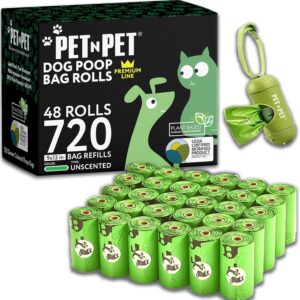 Hundekotbeutel, Kotbeutel Für Hunde, 720 Stück, 48 Rollen, Prämie Hundebeutel Kot, Geruchlos, Auslaufsicher Und Robust Dog Poop Bags, Kackbeutel Für Hunde, Hundetüten Kotbeutel, Biologisch Abbaubar