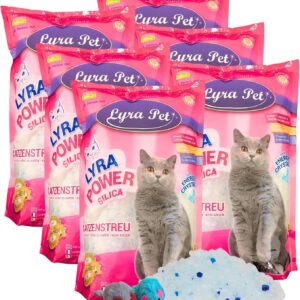 Lyra Pet® | 6 x 5 L = 30 L Lyra Power Silica Silikat Katzenstreu + 2 Spielmäuse |100% Kieselgel | Keine Klumpenbildung | Neutralisiert den Geruch | Staubfrei & Unparfümiert | Hygienisch & Saugstark