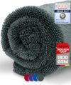 Ivality® Auto Trockentuch XXL 40×40 cm Ultra Saugstarke 1800 GSM Motorrad Twisted Towel mikrofasertuch – fusselfreie & Lack-schonende microfasertuch autopflege – Grau