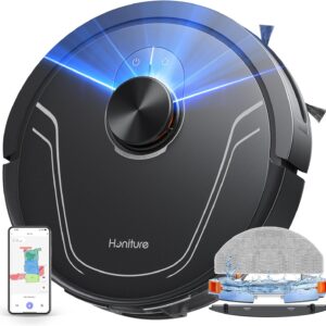 HONITURE Saugroboter mit Wischfunktion, 5000Pa Staubsauger Roboter,Karten speichern und bearbeiten,3-in-1-Roboterstaubsauger,APP/Alexa Steuerung,ideal für Hartböden und Teppiche mit Tierhaaren-V8 Pro