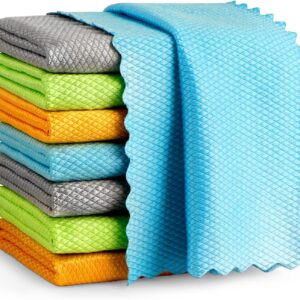 AIDEA Mikrofasertücher Reinigungstücher 8 Stück,Fenstertuch Streifenfrei Microfasertücher Microfasertuch Autopflege Putzlappen Küche,Fischschuppen Mikrofaser-Poliertuch 30X30 cm