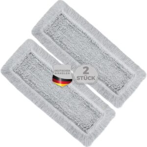 Okaei 2 Stück Wischmopp Bezug (40 cm) – Bodenwischer-Wischbezug für Krankenhäuser & Pflegeeinrichtungen – Wischer-Bezug mit optimalen Gleiteigenschaften für Ergonomisches Arbeiten – Grau