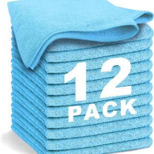 WEAWE® Mikrofasertücher – Serie 2100 (33x33cm) Superweiches, Hochsaugfähiges putztücher Lappen küche, wiederverwendbar, fusselfrei, waschmaschinenfest Microfasertücher Blau (12 Stück)