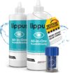 lippus Premium All-In-One Kontaktlinsen Fluessigkeit – Made in Germany – Mit Kontaktlinsen Behälter – Geeignet für weiche Linsen, sowie Wochen- und Monatslinsen – Reinigt & desinfiziert