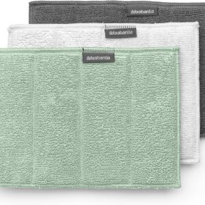 Brabantia – Sinkside Reinigungstücher Mikrofaser – Maschinenwaschbar – Saugt das 7-Fache Seines Eigengewichts Auf – Für die Reinigung von Geschirr, Arbeitsflächen & Spiegeln – 3er Set