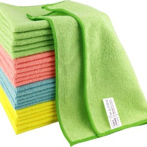 IDEA HOME-24 Stück Mikrofasertücher Putzlappen Staubtücher Reinigungstücher Putztücher Allzwecktücher 30x30cm Farbig Sortiert