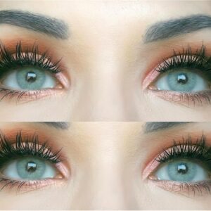 GLAMLENS Sehr stark deckende und natürliche graue Kontaktlinsen SILIKON COMFORT NEUHEIT farbig „Jasmine Gray“ + Behälter – 1 Paar (2 Stück) – DIA 14.00 – ohne Stärke 0.00 Dioptrien