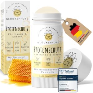 GLÜCKSPFOTE® Pfotenbalsam Stick für Hund Katze [Testsieger] |100% Natürlich gegen trockene rissige Pfoten | Pfotenpflege mit Bienenwachs ideal als Pfotenschutz für Sommer Winter f. Hunde Katzen
