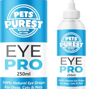 Pets Purest Augentropfen für Hunde, Katzen und Haustiere 250ml – 100% natürliche Lösung zur Augenreinigung und Behandlung von juckenden, gereizten und tränenden Augen – schnelle Ergebnisse in 3 Tagen