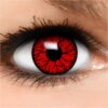 FUNZERA Farbige Kontaktlinsen Halloween Rot DEVIL, 2 Stück (1 Paar), Ohne Sehstärke, leicht einzusetzende rote Linsen, 2 x farbige Kontaktlinse für Cosplay, Karneval, Fasching, Anime