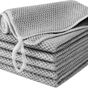EURSPEUNG Mikrofasertücher Microfasertücher Grau Microfaser Putztuch Putzlappen Putztücher Fenster Tücher Mikrofasertücher Geschirrtücher, Allzweck Mikrofasertücher, 6 Stück, Größe 30x30cm