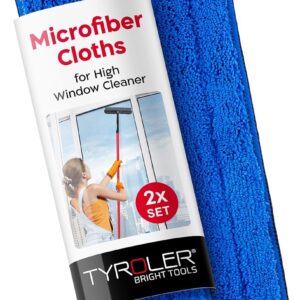 Tyroler Bright Tools Austauschbares Mikrofaser-Reinigungstuch – verwendet mit dem Fensterreiniger, superweich, Abriebfest, sehr saugfähige Tücher (Blau – Packung à 2)