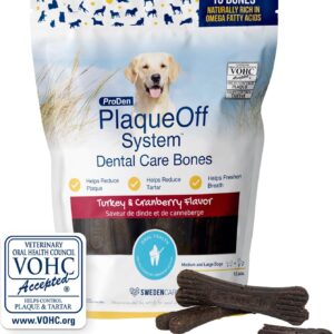 ProDen PlaqueOff Dental Knochen für Hunde, Truthahn und Cranberry (13er-Packung – 485 g), gegen Mundgeruch, Plaque, Zahnstein