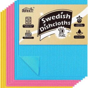 HOMEXCEL 10 Stück schwedische Geschirrtücher, wiederverwendbares Schwammtuch, für Küche, Theken und Geschirrspülen, sehr praktisch, 3 Farben sortiert