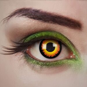 aricona Kontaktlinsen Tageslinsen – Schwarz-gelbe Kontaktlinsen farbig – Wolf Eyes – Halloween Kontaktlinsen ohne Stärke für Halloween & Kostüm-Partys