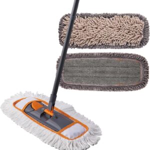 CLEANHOME Nass- & Trockenmopps für den Haushalt,Bodenwischer Set mit 3 Verschiedenen Waschbaren Mopp-Pads und Ausziehbarem langem Griff, Wischer Boden,Wischmopp for Hardwood,Marble,Tile Floor Mopping.