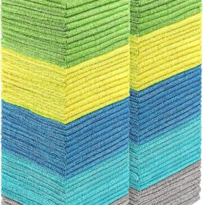 HOMEXCEL Mikrofaser-Reinigungstücher, 100 Stück, hochsaugfähige Reinigungstücher, fusselfreie und kratzfreie Reinigungstücher für Haus, Küche und Auto, mehrfarbige Mikrofaser-Handtücher, 29,2 x 29,2