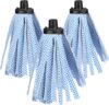 com-four® 3X Wischmopp Ersatzkopf für 2 cm Gewinde, mit Synthetikstreifen, klassischer Ersatz-Wischmopp mit saugfähigen Wischstreifen, Wringmoppkopf