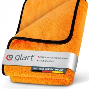 Glart Auto Trockentuch XXL – Microfasertuch Autopflege, saugstark, 90x60cm für kratzfreies Trocknen, Auto Mikrofasertuch – Großes Auto Mikrofasertuch, Orange, Microfasertücher Auto – Poliertuch Auto