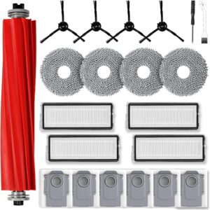 21 Stück Zubehörset für Roborock Qrevo S/Qrevo Pro Saugroboter, Ersatzteile 1 Hauptbürste 6 Staubbeutel 4 Wischpad 4 HEPA Filter 4 Seitenbürste 1 Reinigungszubehör 1 Schraubendreher